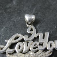 Vintage I Love You Pendant Sterling Silver