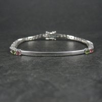 Sterling Silver Multi Colored Tourmaline Tennis Bracelet 7 Inches