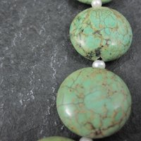 Cloud Mountain Green Turquoise and Pearl Necklace 17"