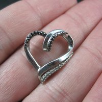 Sterling Silver Black & White Diamond Heart Pendant