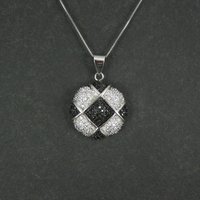 Sterling Silver Black & White Pendant Necklace