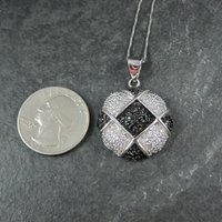 Sterling Silver Black & White Pendant Necklace