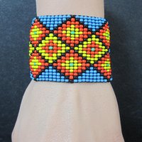 Vintage Beaded Stretchy Loom Bracelet 6 Inches