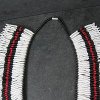 Vintage Black Red White Beaded Collar Necklace