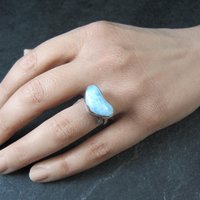 Larimar Heart Ring Sterling Silver Adjustable