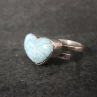 Larimar Heart Ring Sterling Silver Adjustable