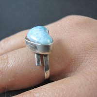 Larimar Heart Ring Sterling Silver Adjustable
