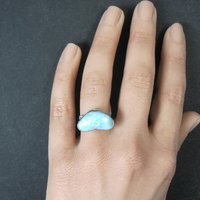 Larimar Heart Ring Sterling Silver Adjustable