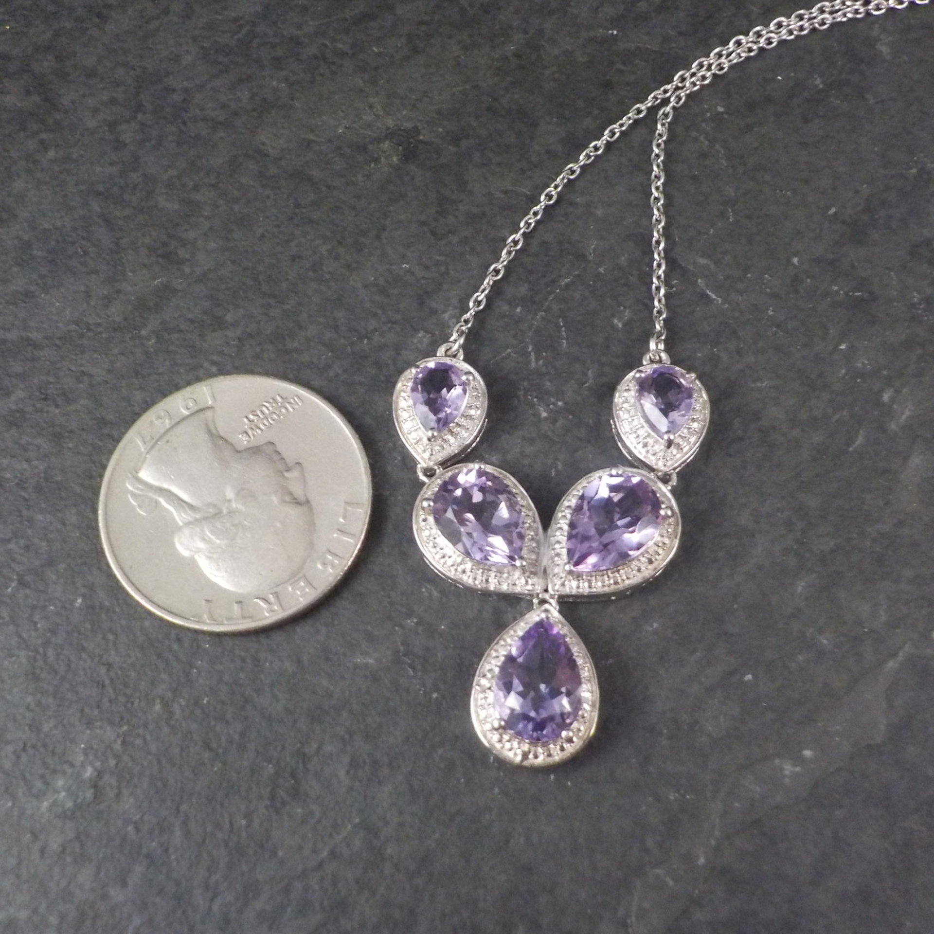Sterling Silver Amethyst Y Necklace
