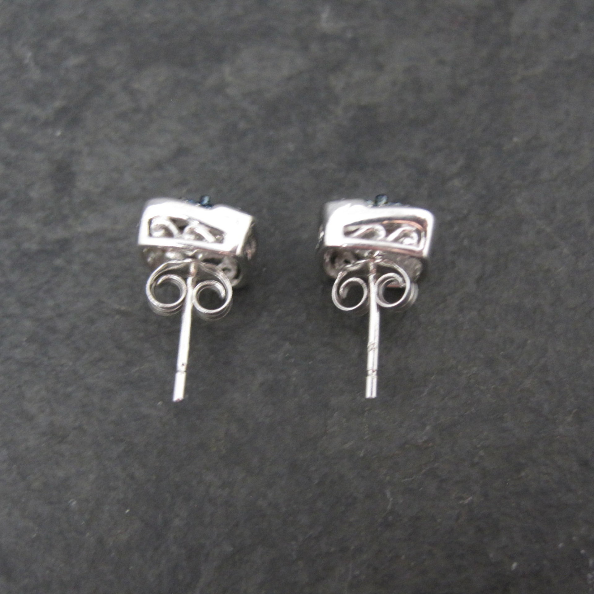 Sterling Silver Blue Diamond Illusion Stud Earrings