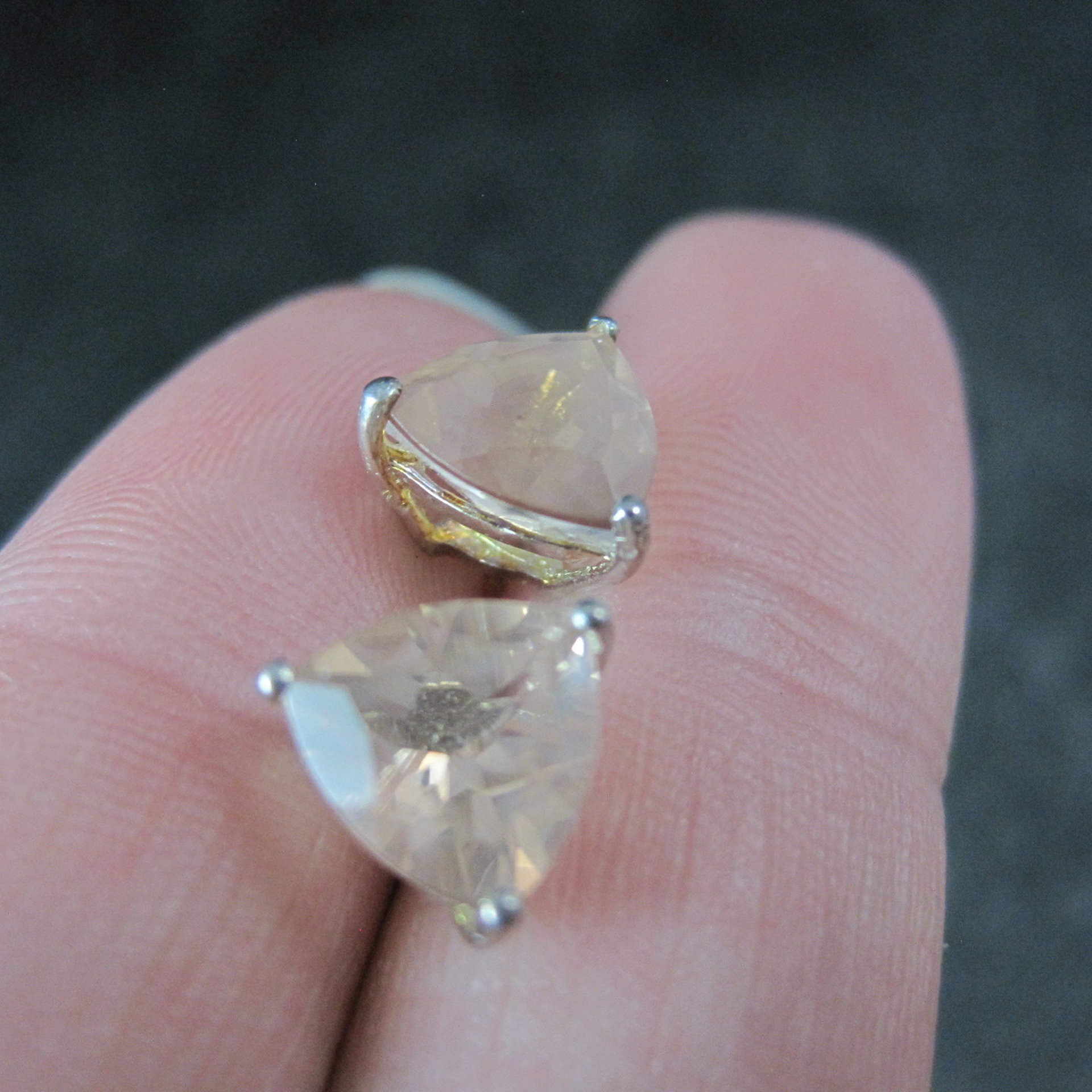 Sterling Silver Morganite Stud Earrings 2.6 Carats