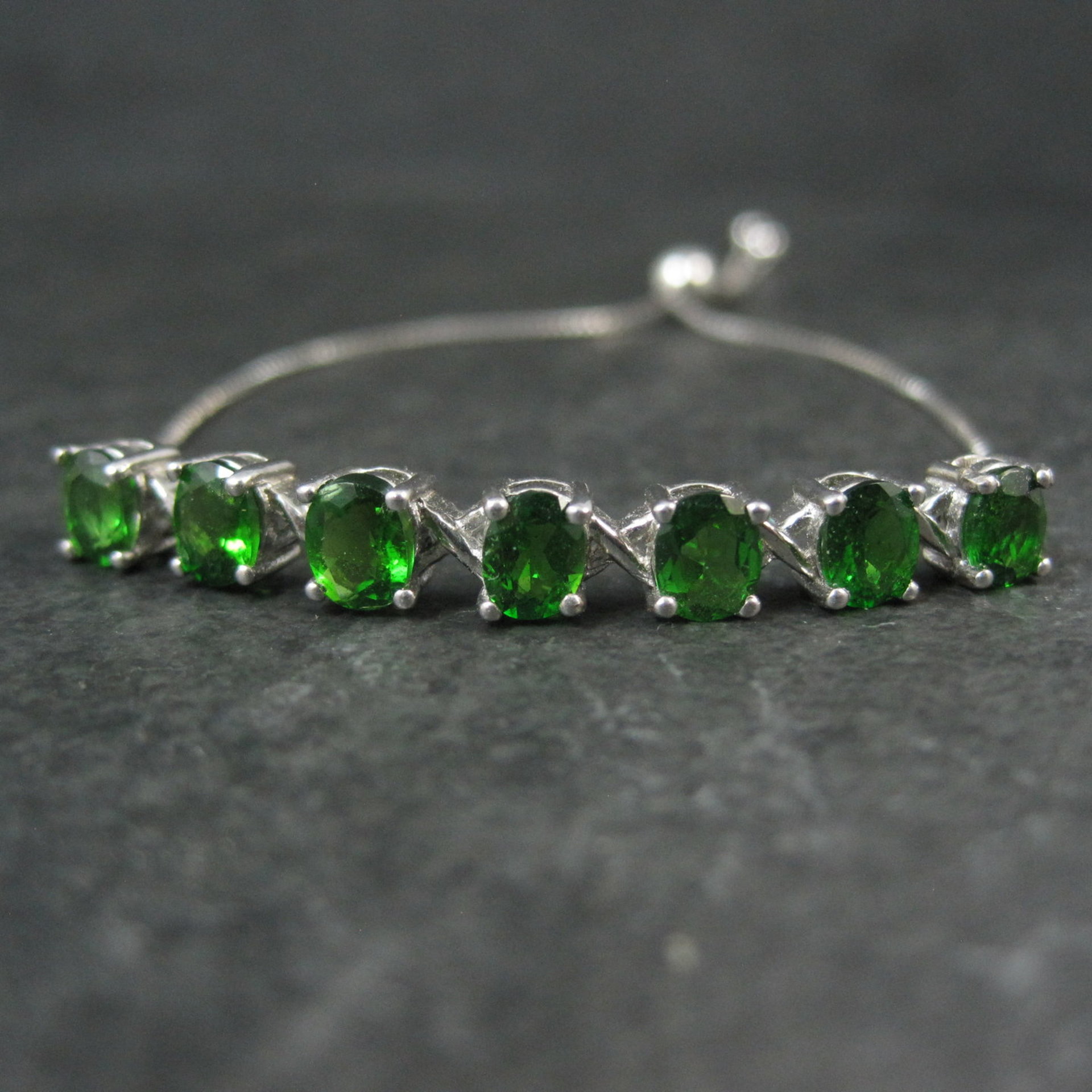 Chrome Diopside Bolo Bracelet Siberian Emerald Sterling Silver