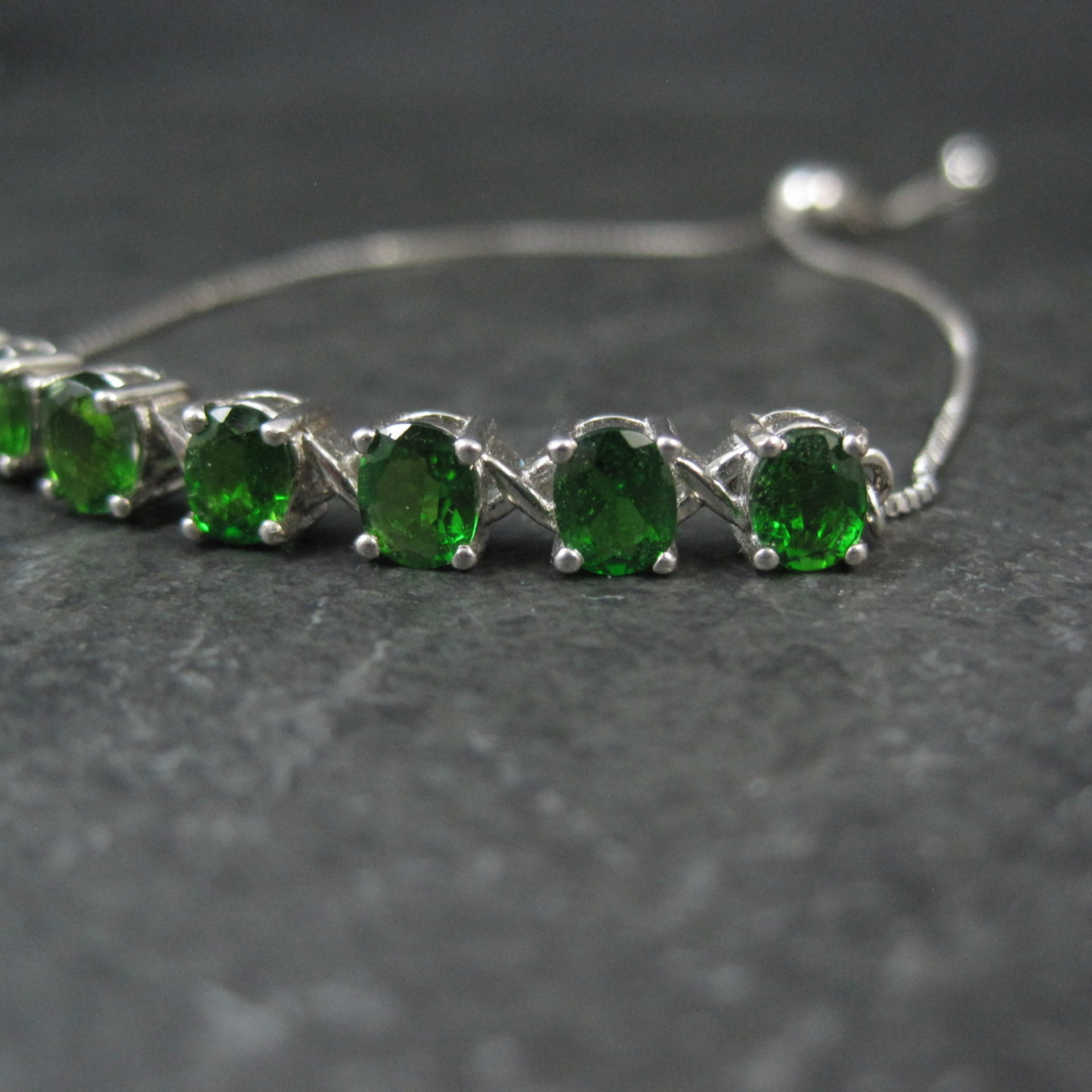 Chrome Diopside Bolo Bracelet Siberian Emerald Sterling Silver