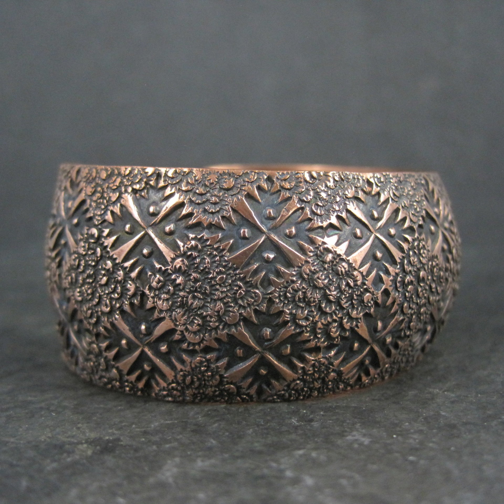 Wide Copper Cuff Bracelet Navajo Dakota Willie 6.5 Inches