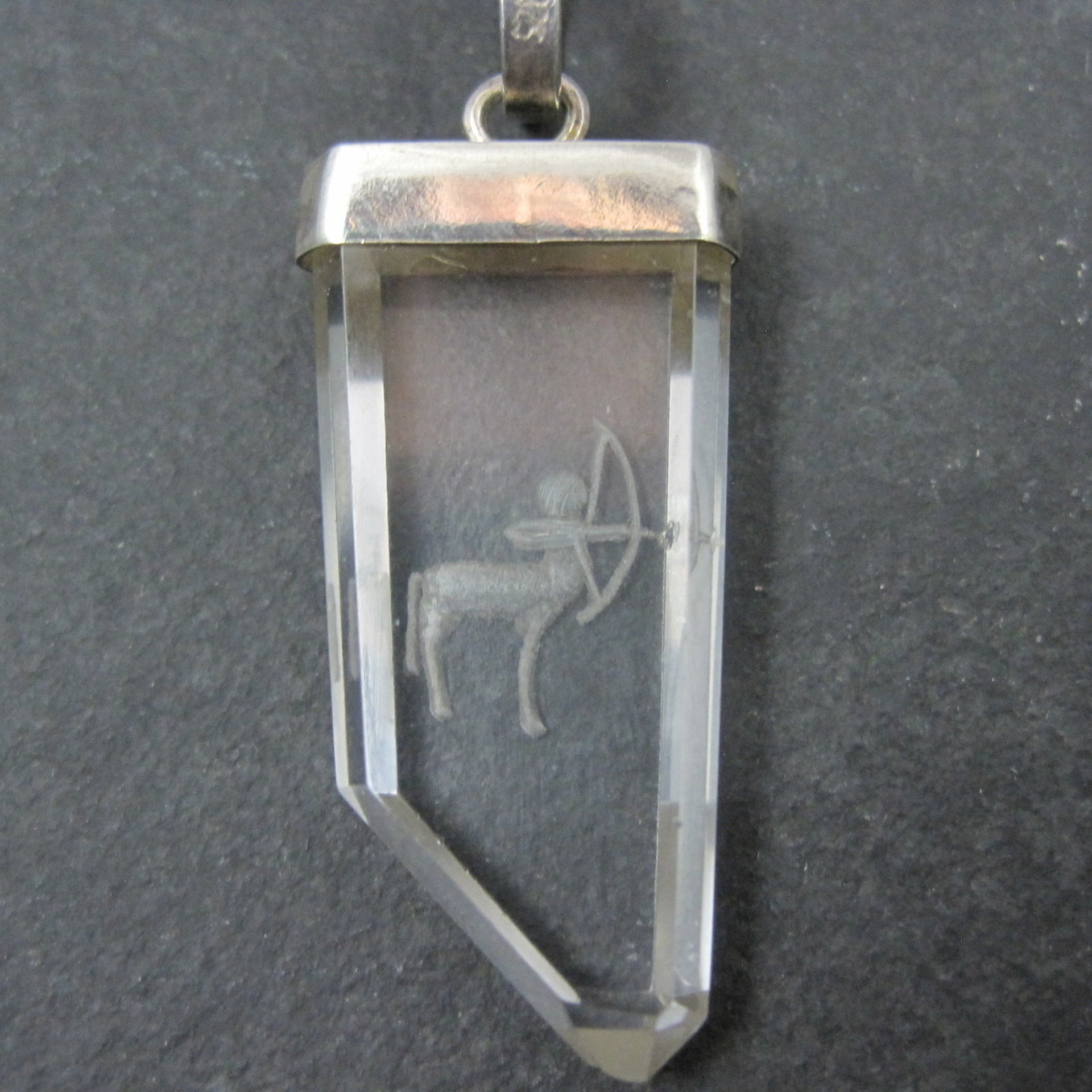 Vintage Sterling Silver Quartz Sagittarius Pendant Necklace