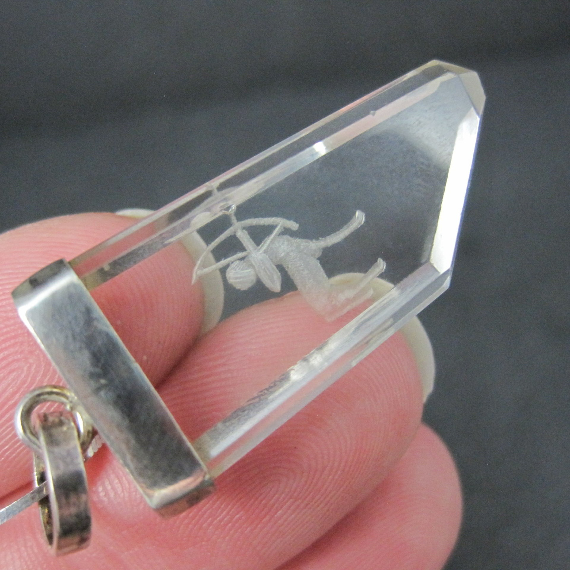 Vintage Sterling Silver Quartz Sagittarius Pendant Necklace