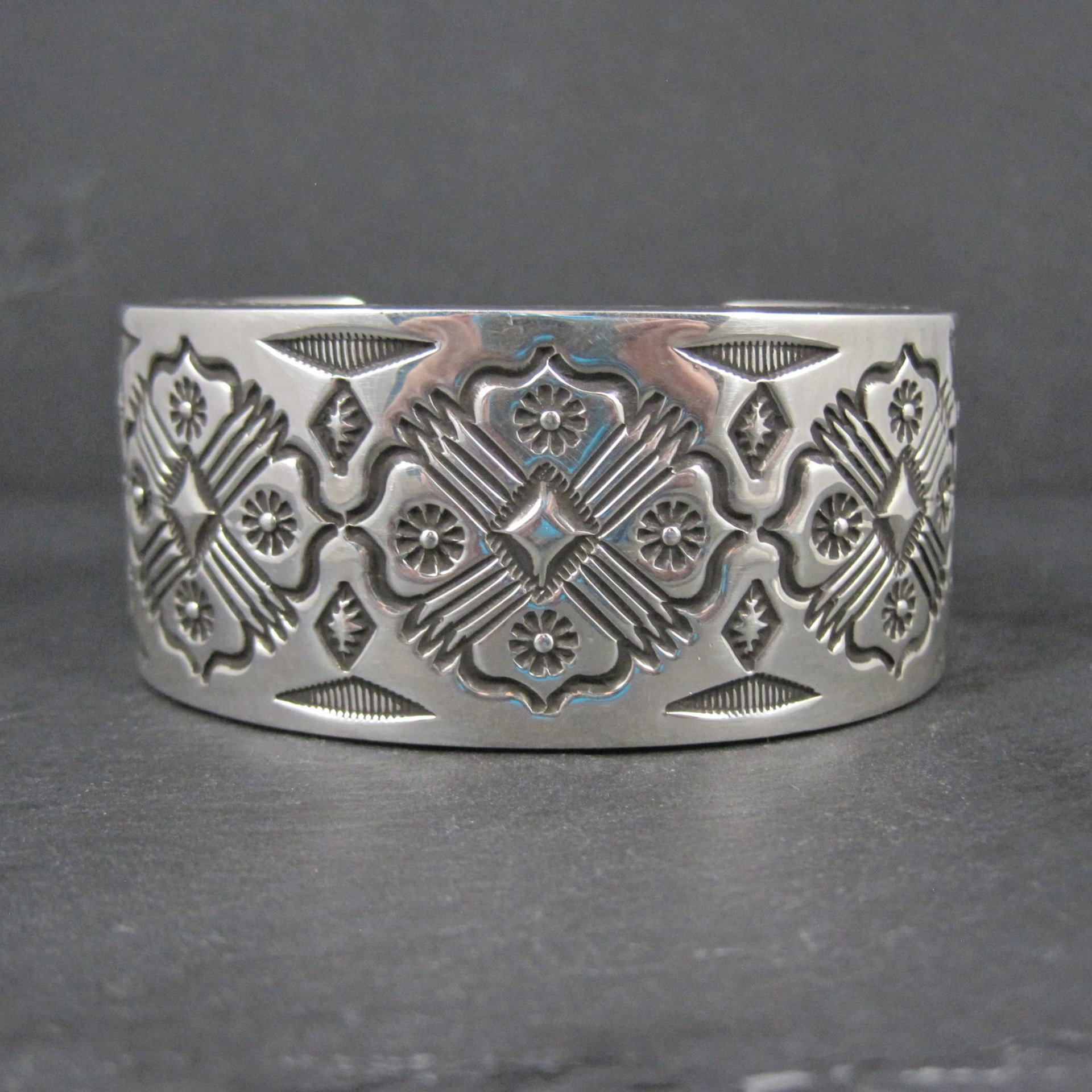 Heavy Thick Native American Sterling Cuff Bracelet 7 Inches Navajo Leander Tahe One of A Kind