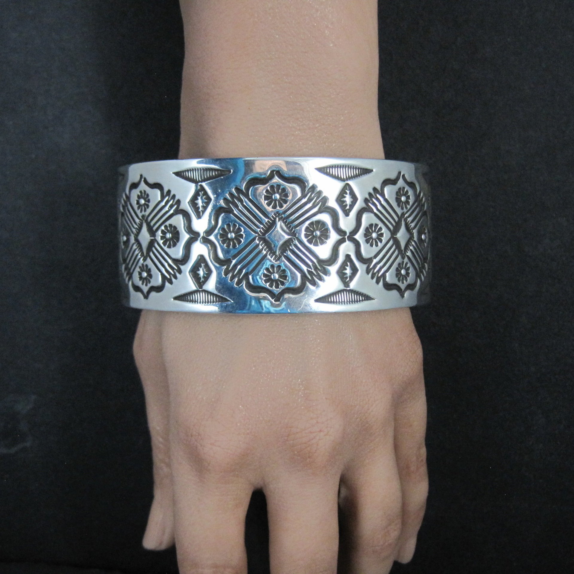 Heavy Thick Native American Sterling Cuff Bracelet 7 Inches Navajo Leander Tahe One of A Kind