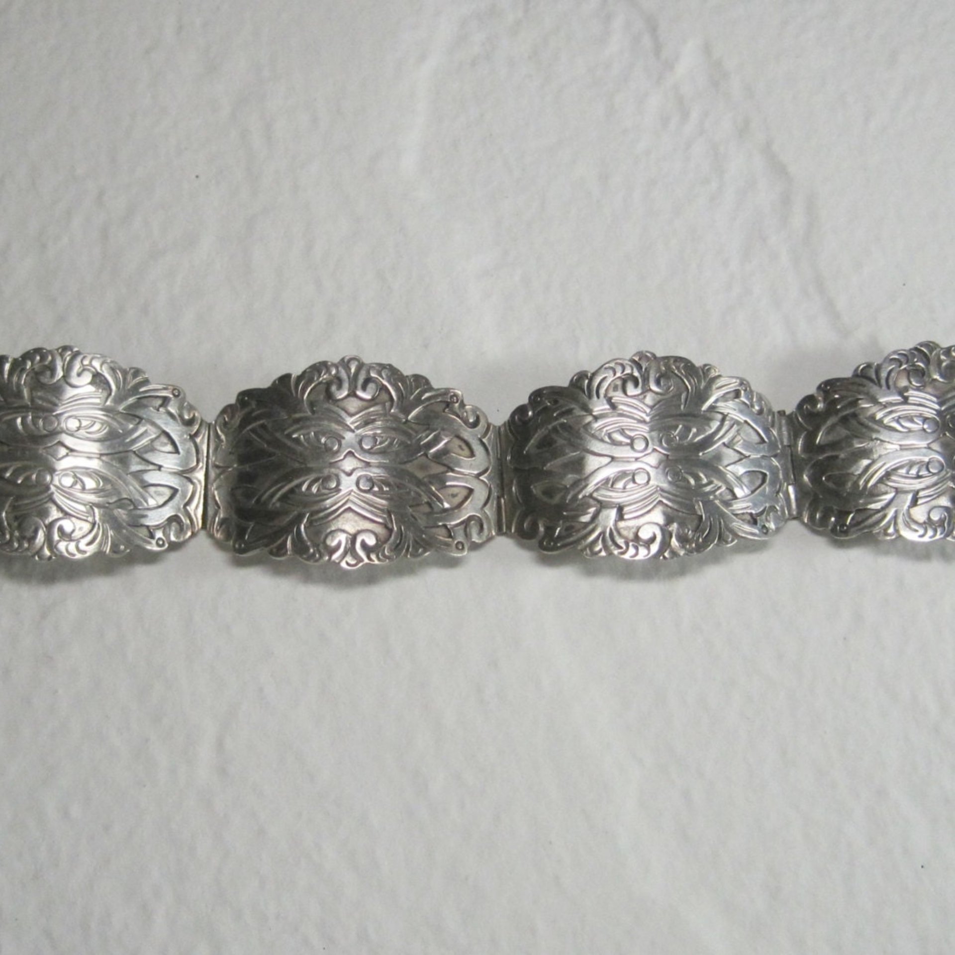 Ornate Vintage Mexican Sterling Panel Bracelet 7 Inches Ruiz