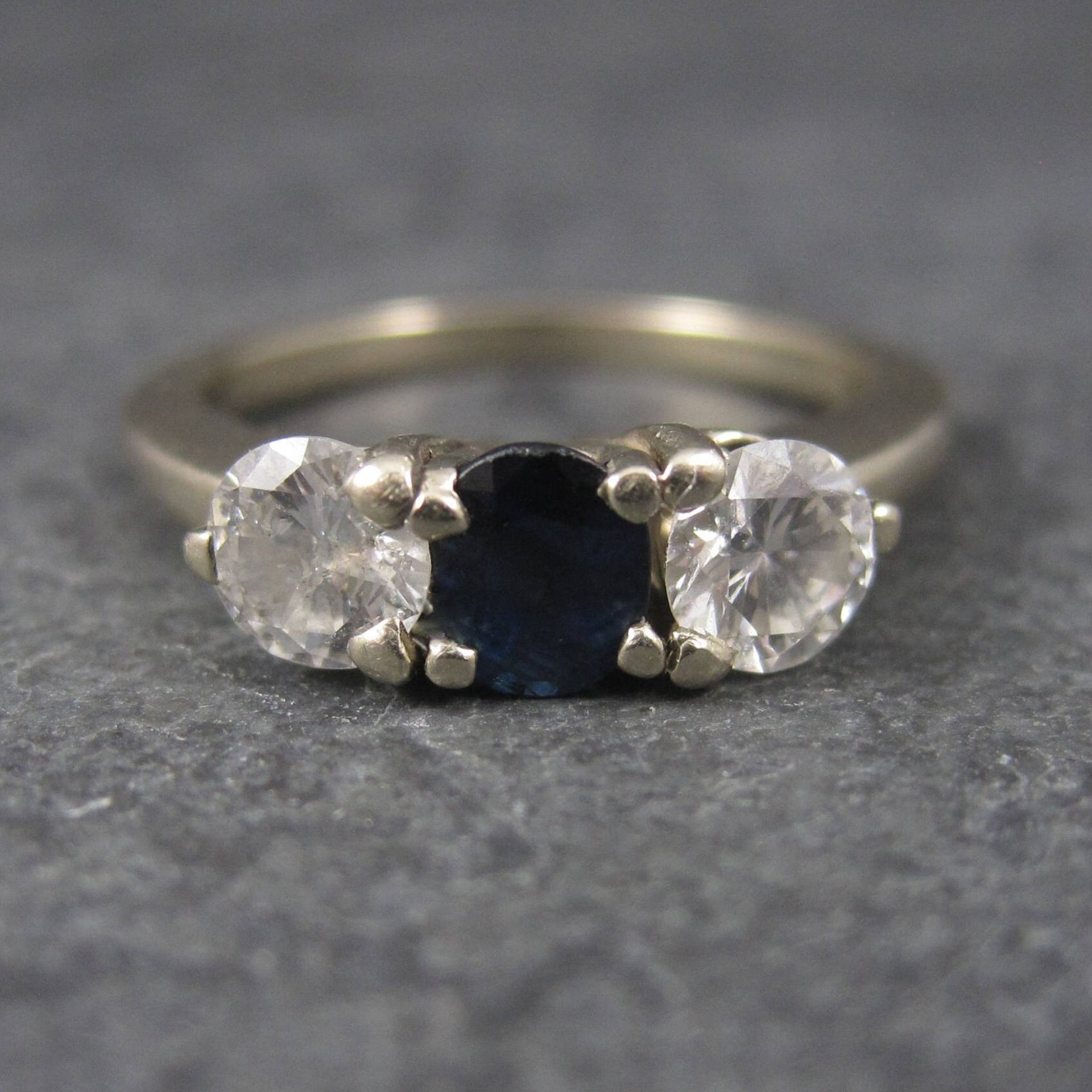 Vintage 14K 1 Carat Diamond Sapphire Ring Size 6