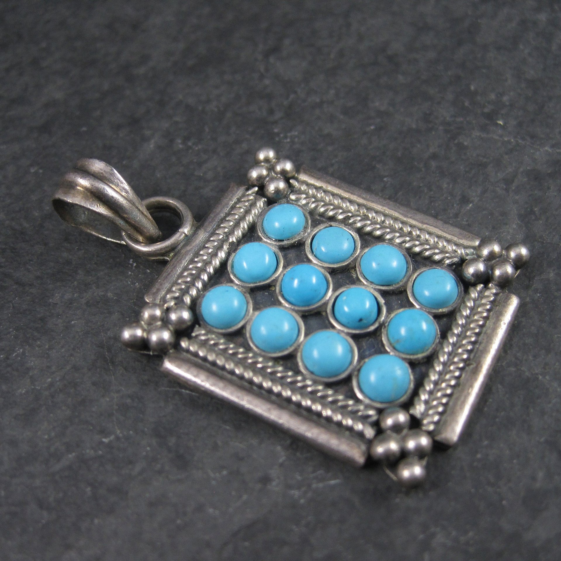 Vintage Sterling Faux Turquoise Pendant