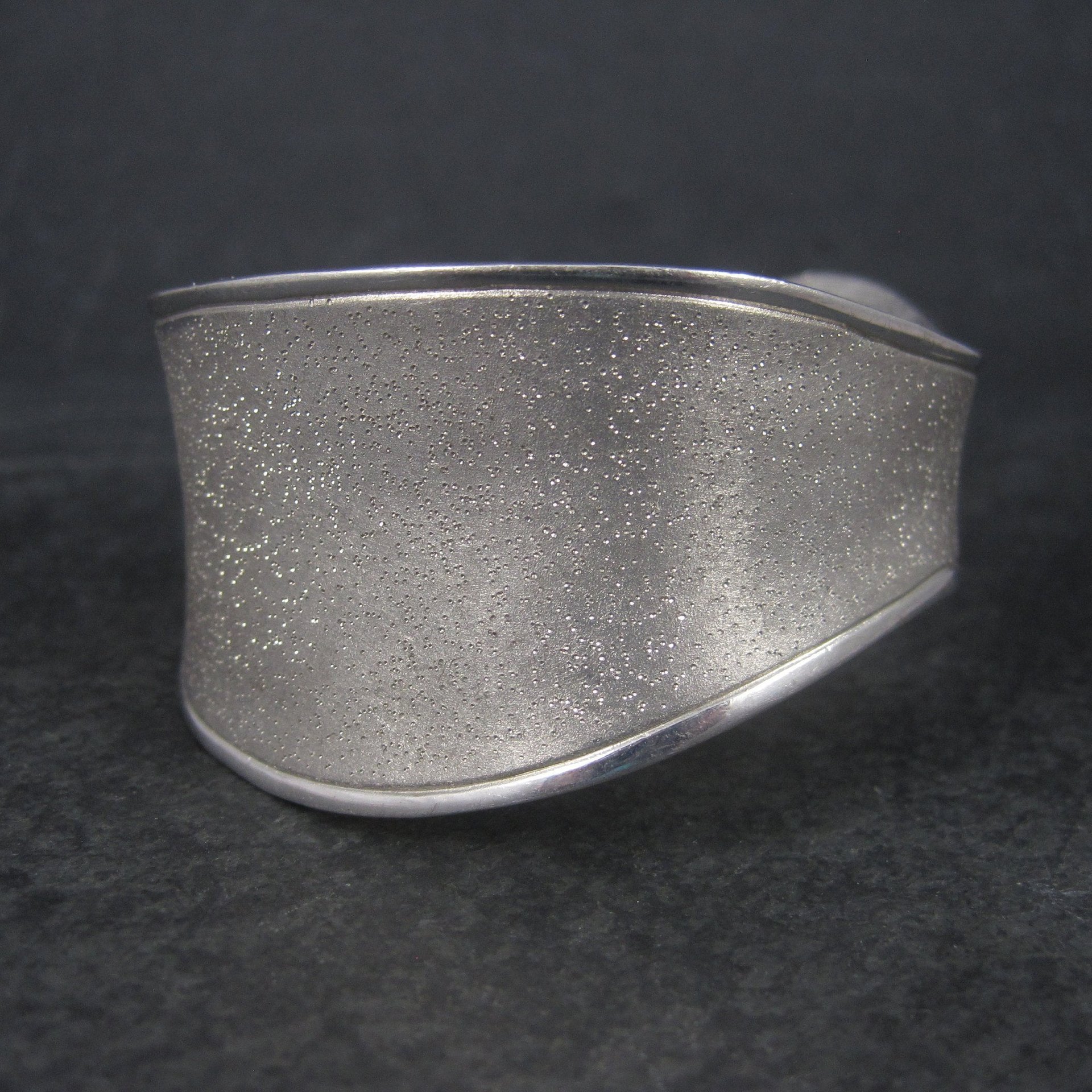 Wide Vintage Sterling Wave Cuff Bracelet Charles Garnier 6.5 Inches
