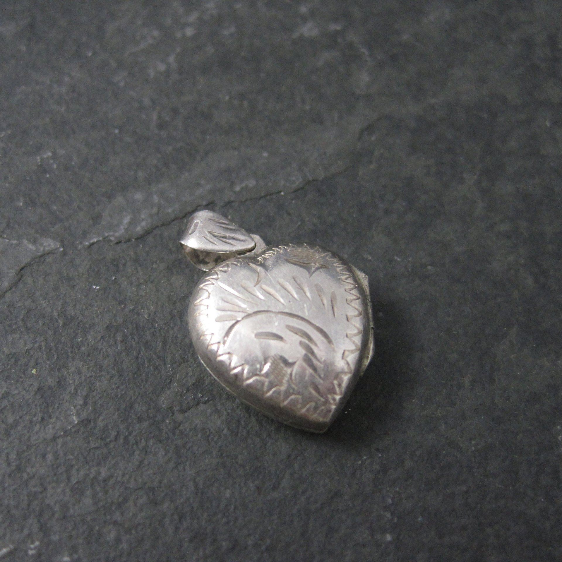 Vintage Sterling Puffy Heart Locket Pendant
