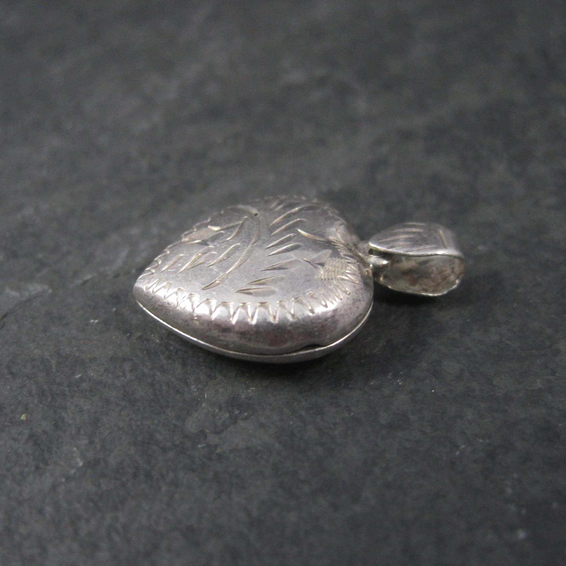Vintage Sterling Puffy Heart Locket Pendant