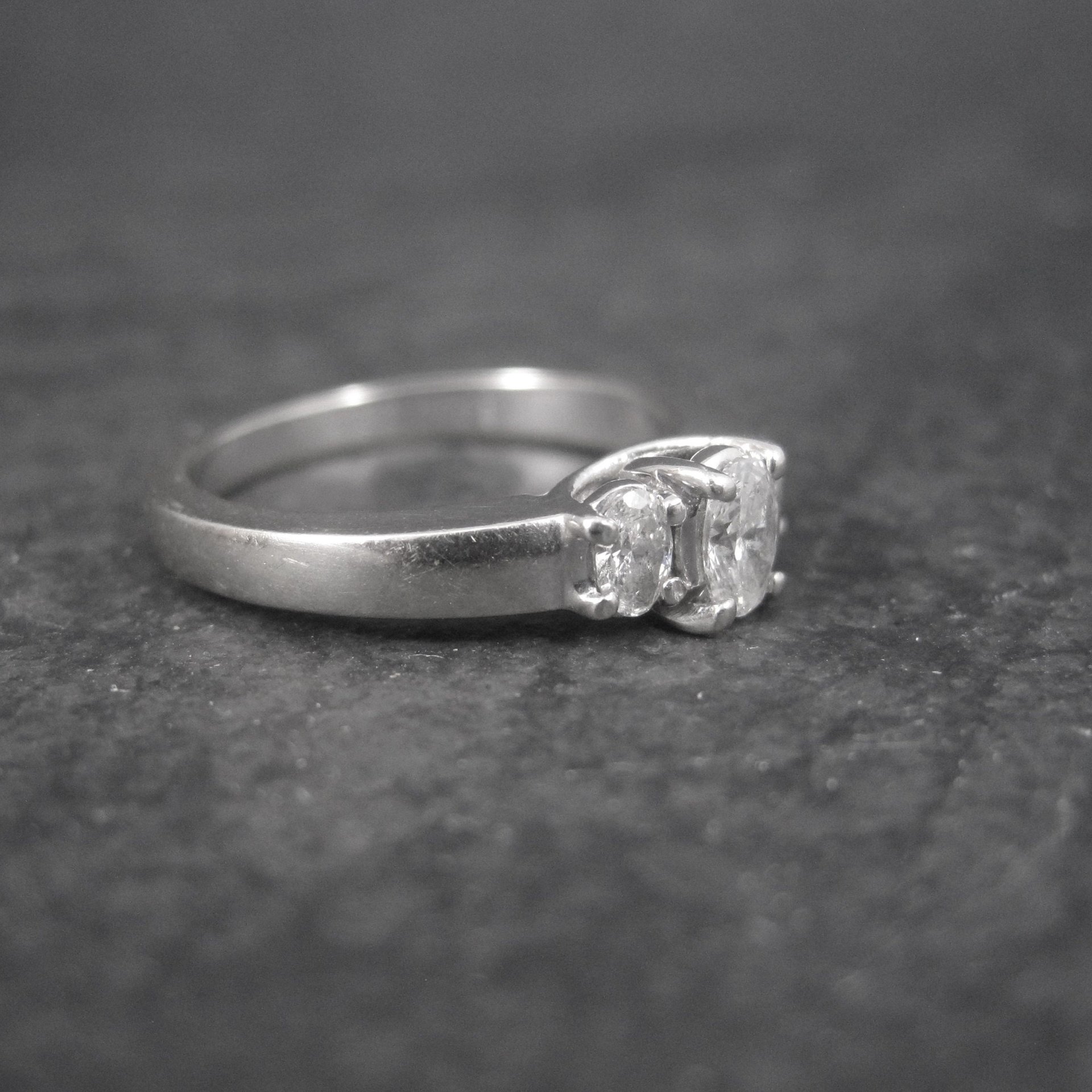 14K White Gold .50 Carat 3 Stone Diamond Ring Size 7