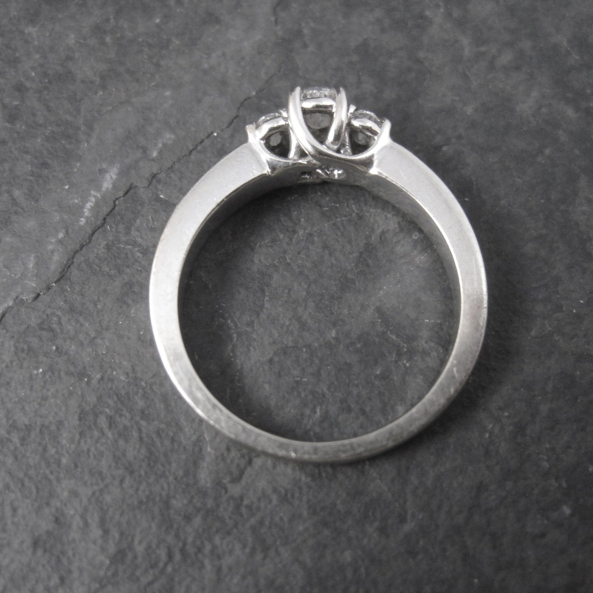 14K White Gold .50 Carat 3 Stone Diamond Ring Size 7