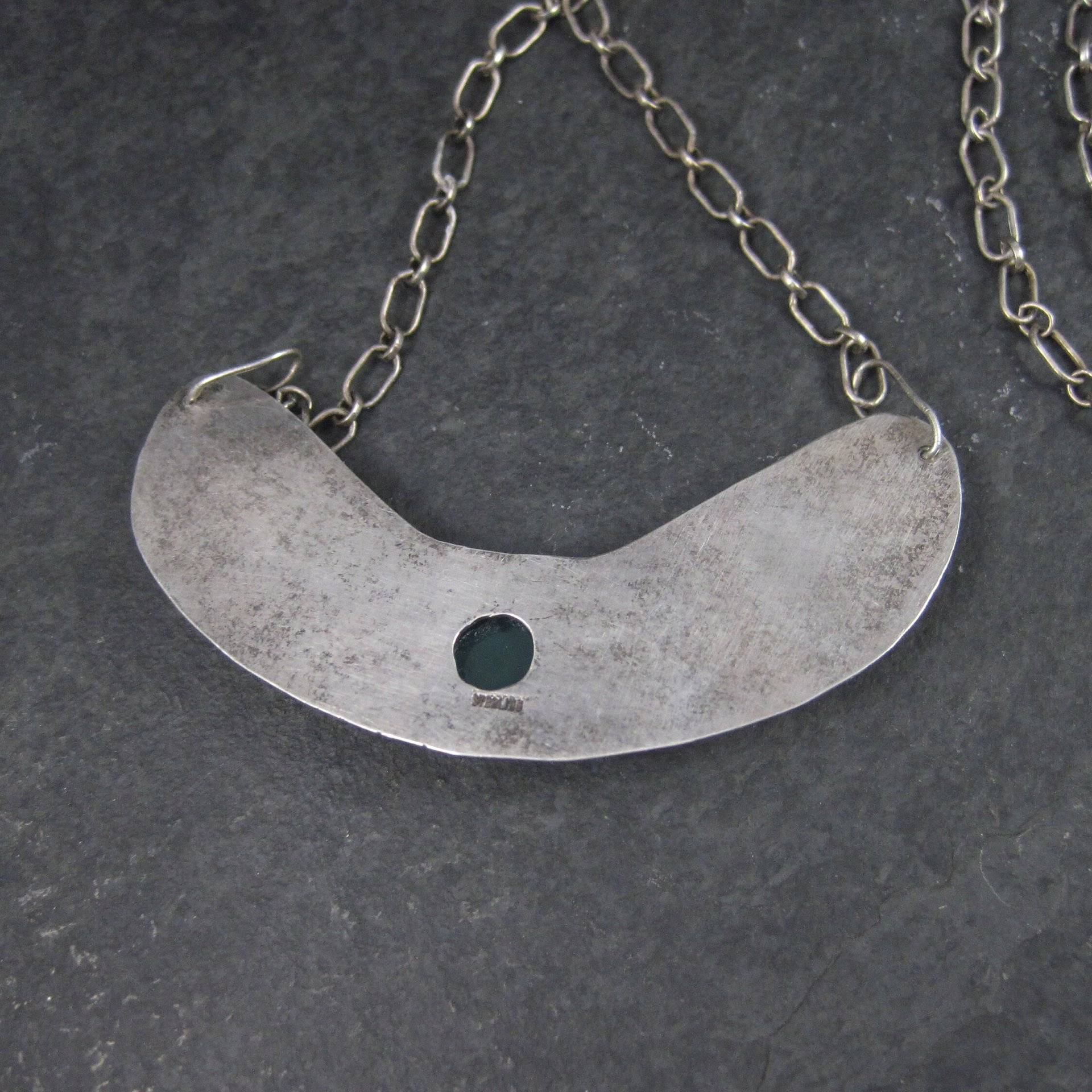 Vintage Sterling Chrysoprase Deer Antler Necklace 27 Inches