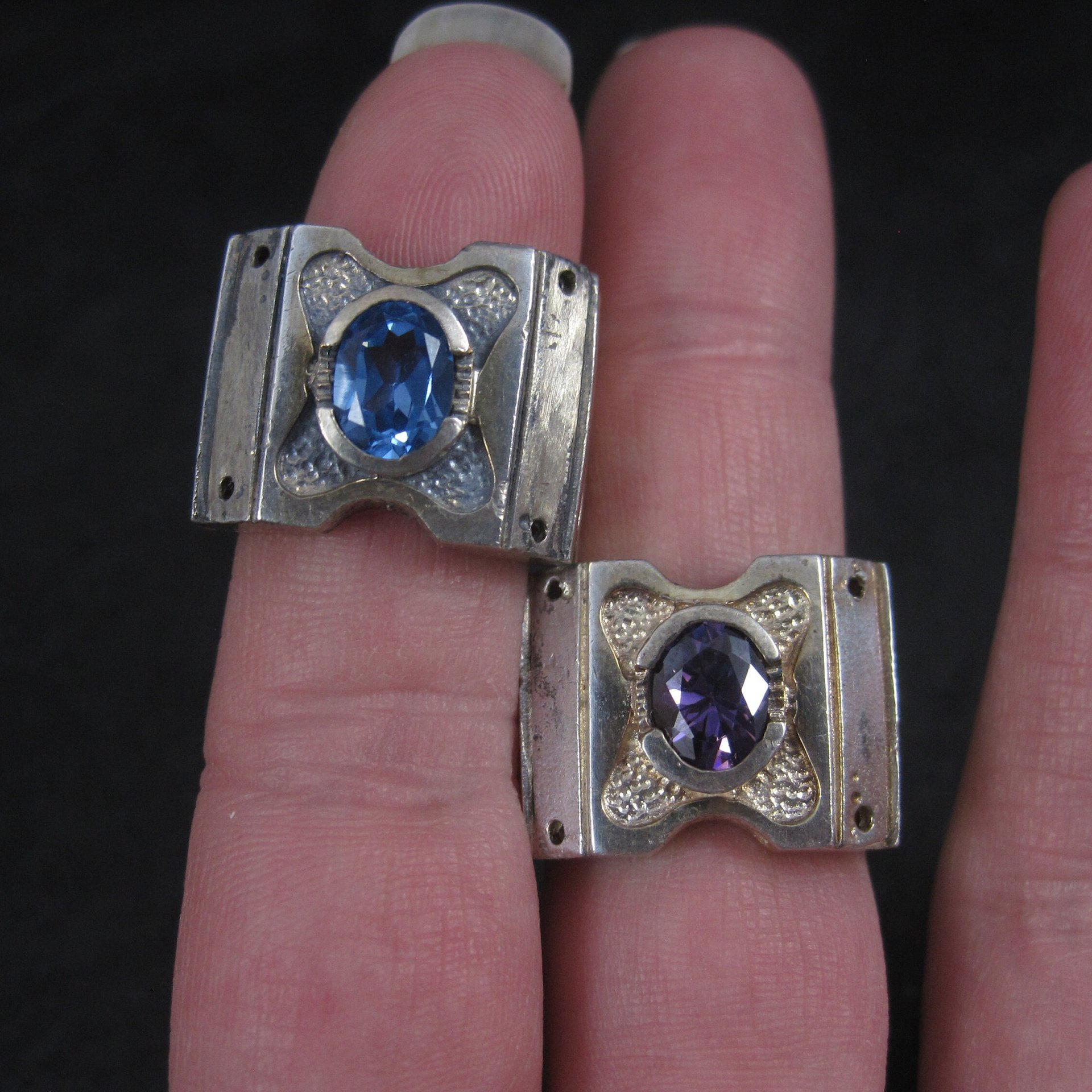 Lot of 2 Large Gemstone Rings Semimounts for Repair