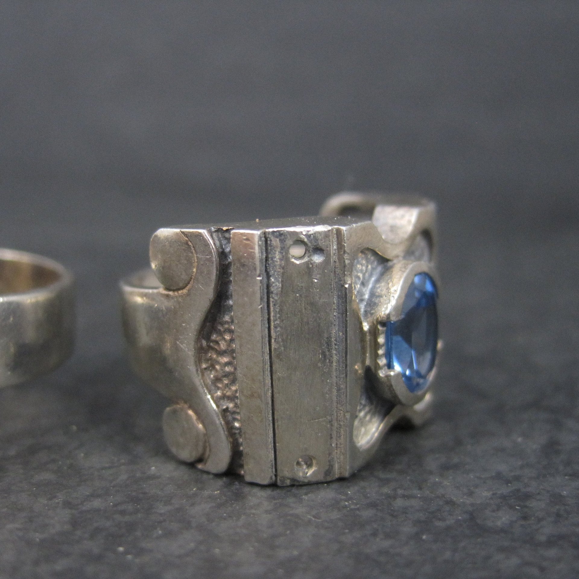 Lot of 2 Large Gemstone Rings Semimounts for Repair