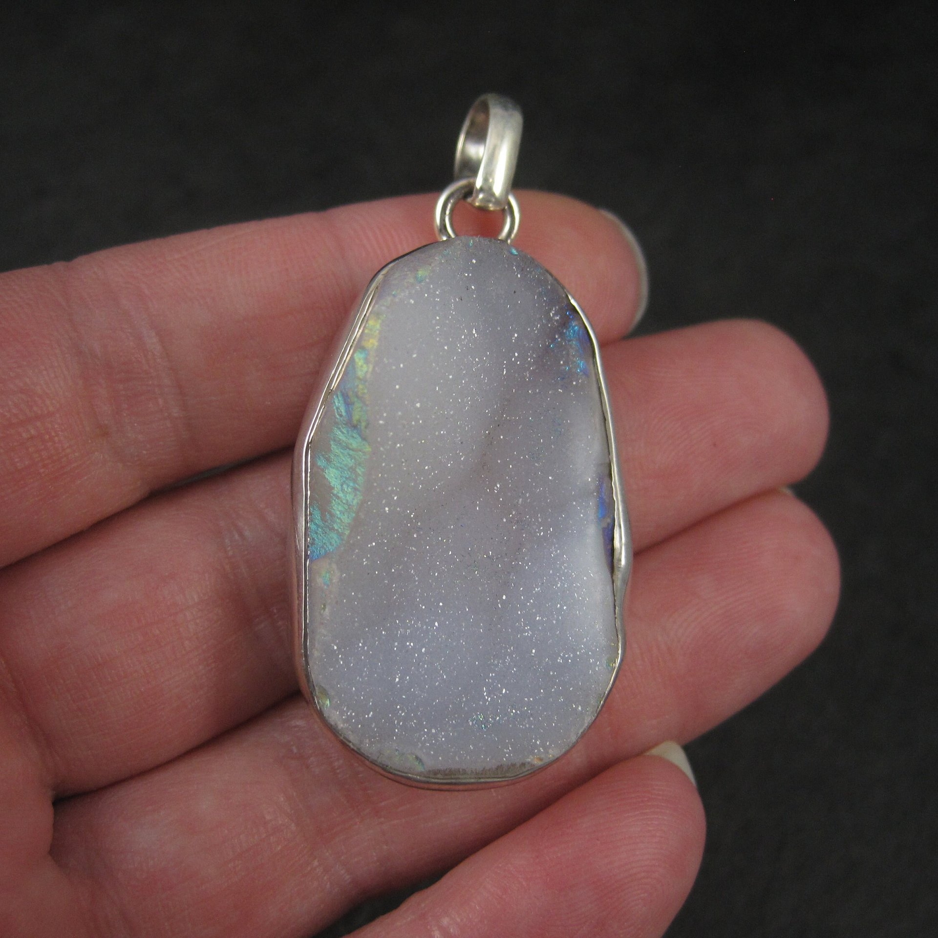 Chunky Sterling Druzy Pendant