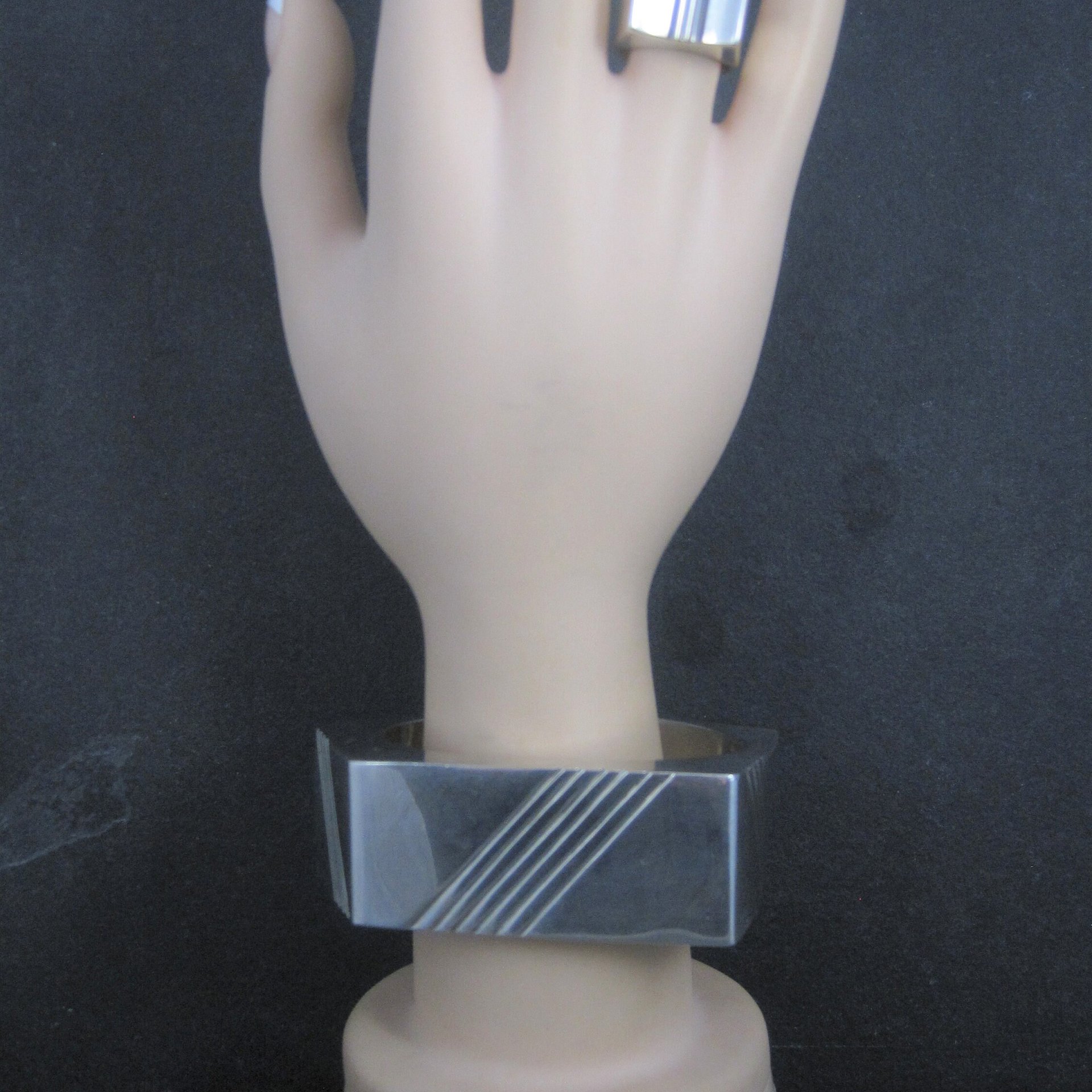 Contemporary Navajo Sterling Cuff Bracelet Ring Set Yellowhorse 6.25 Inches Size 7