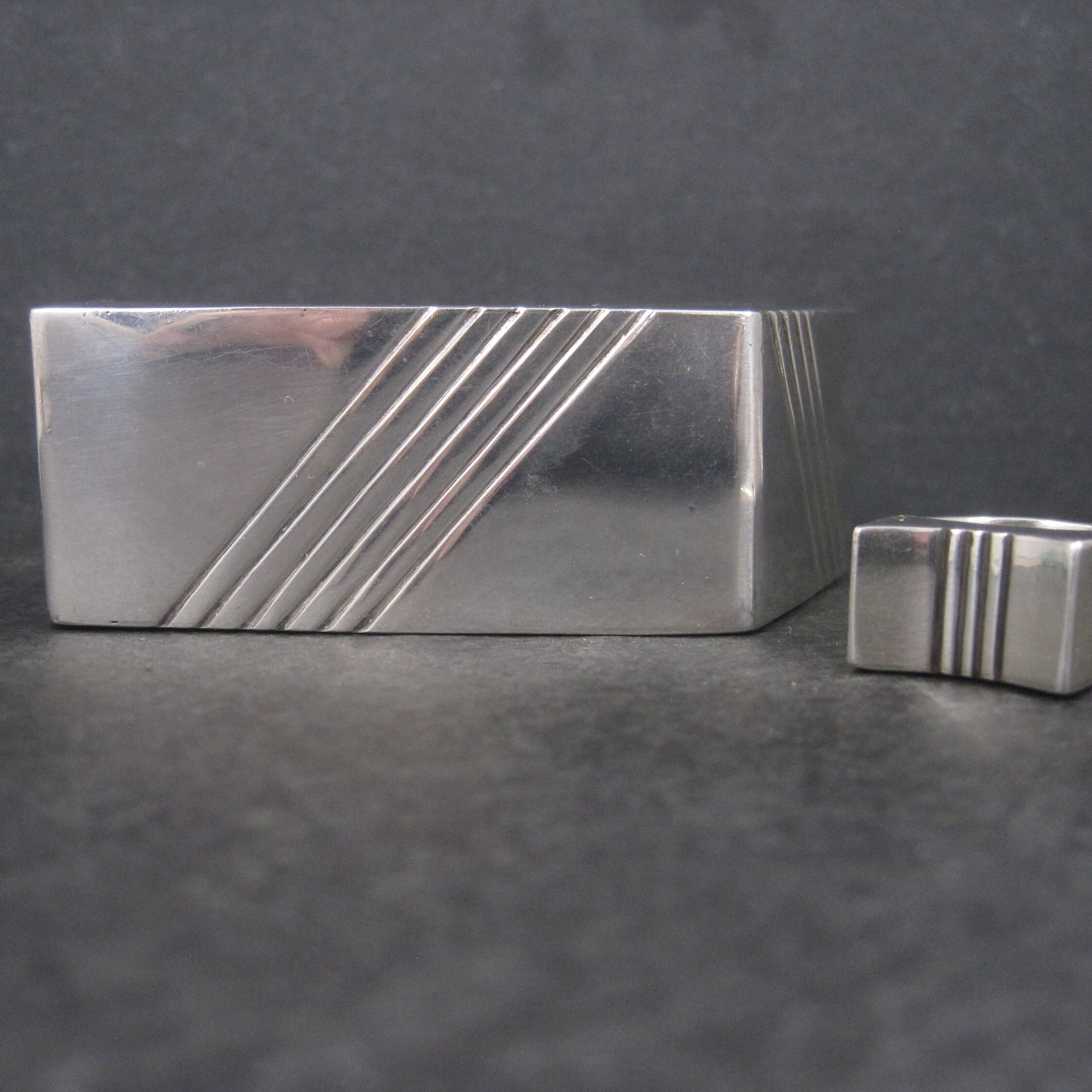 Contemporary Navajo Sterling Cuff Bracelet Ring Set Yellowhorse 6.25 Inches Size 7