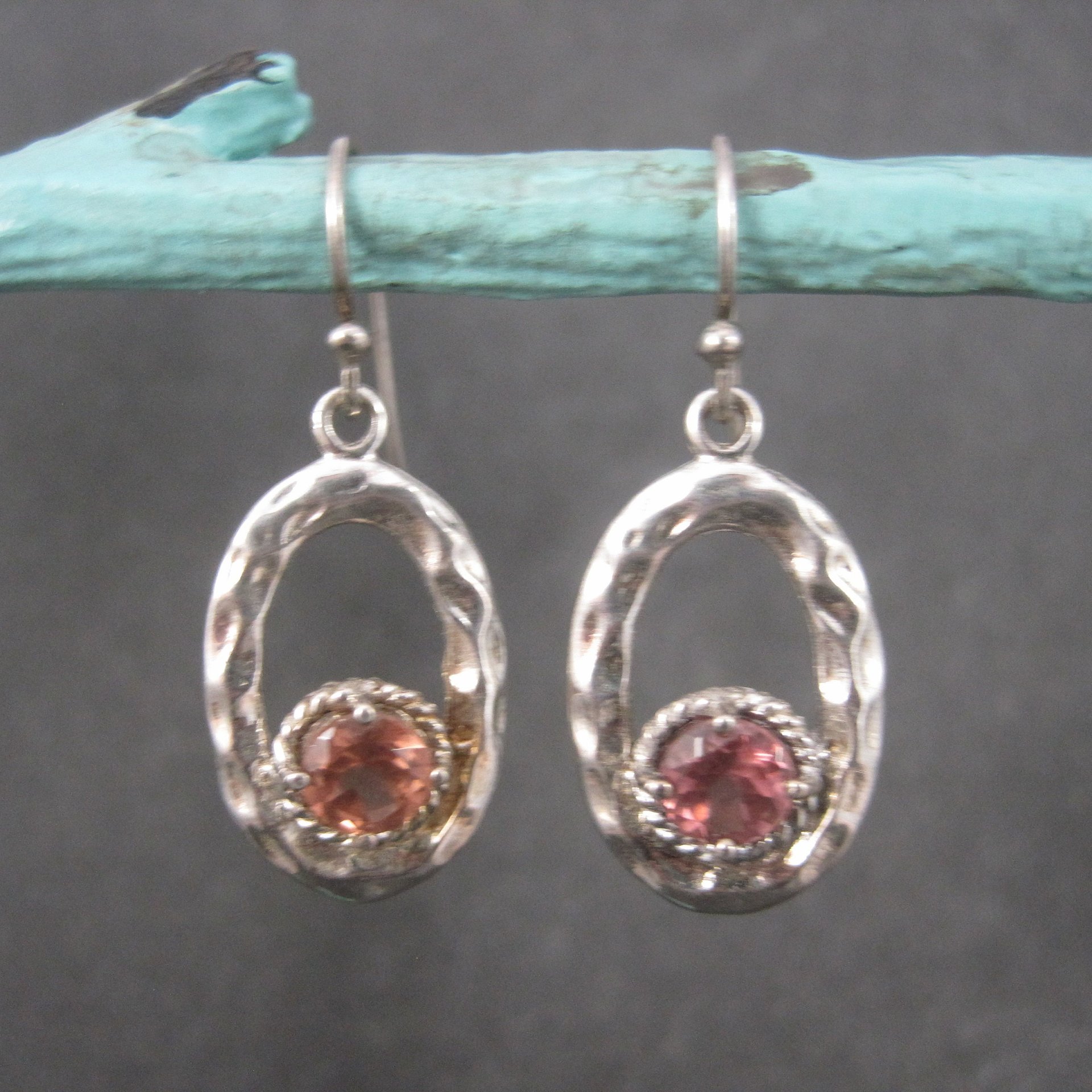 Vintage Sterling Pink Quartz Earrings
