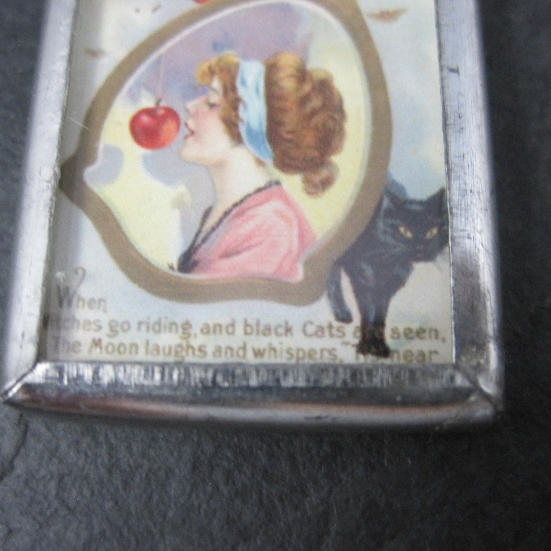 Vintage Halloween When Witches Go Riding Postcard Pendant Charm