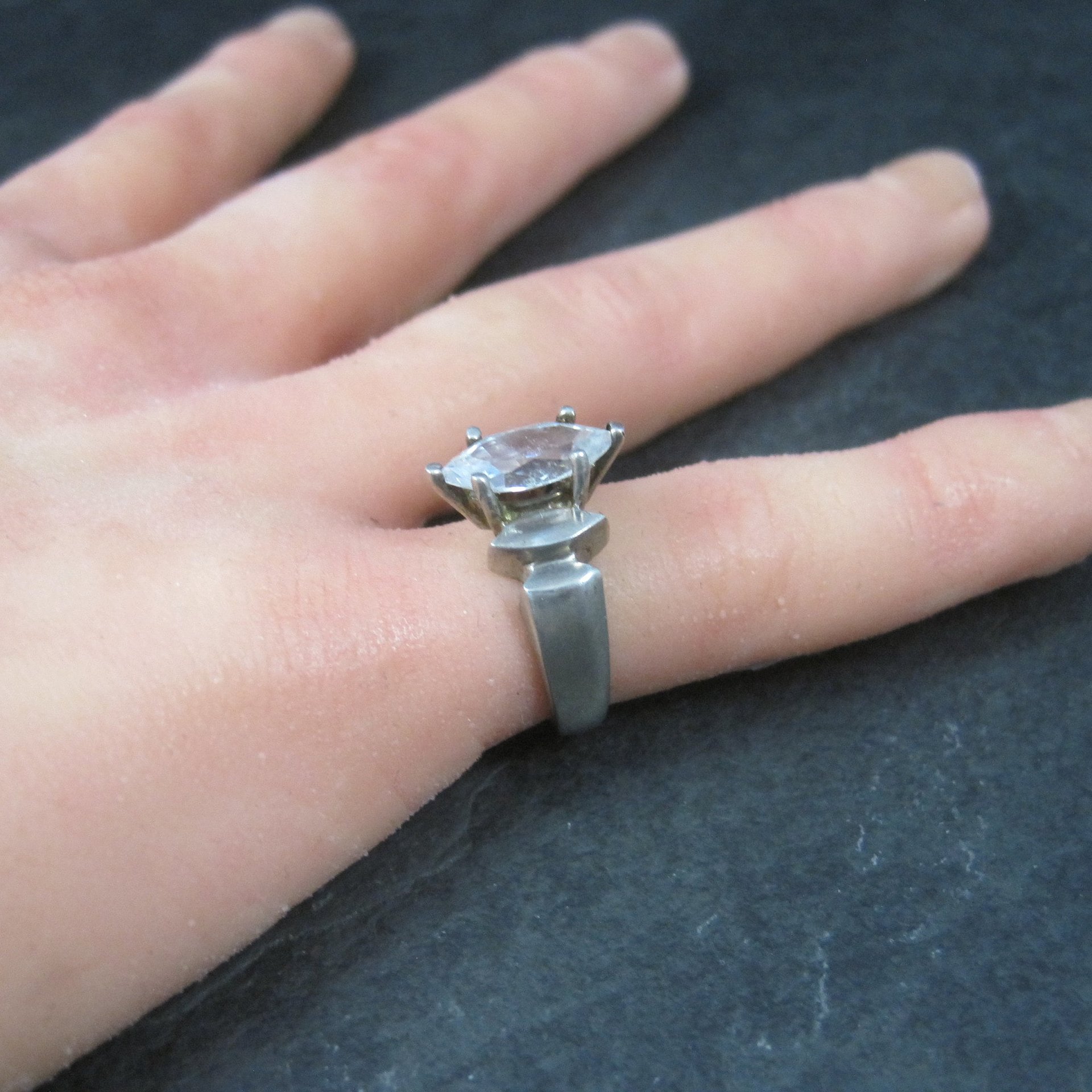 Sterling Marquise Cz Ring Size 7
