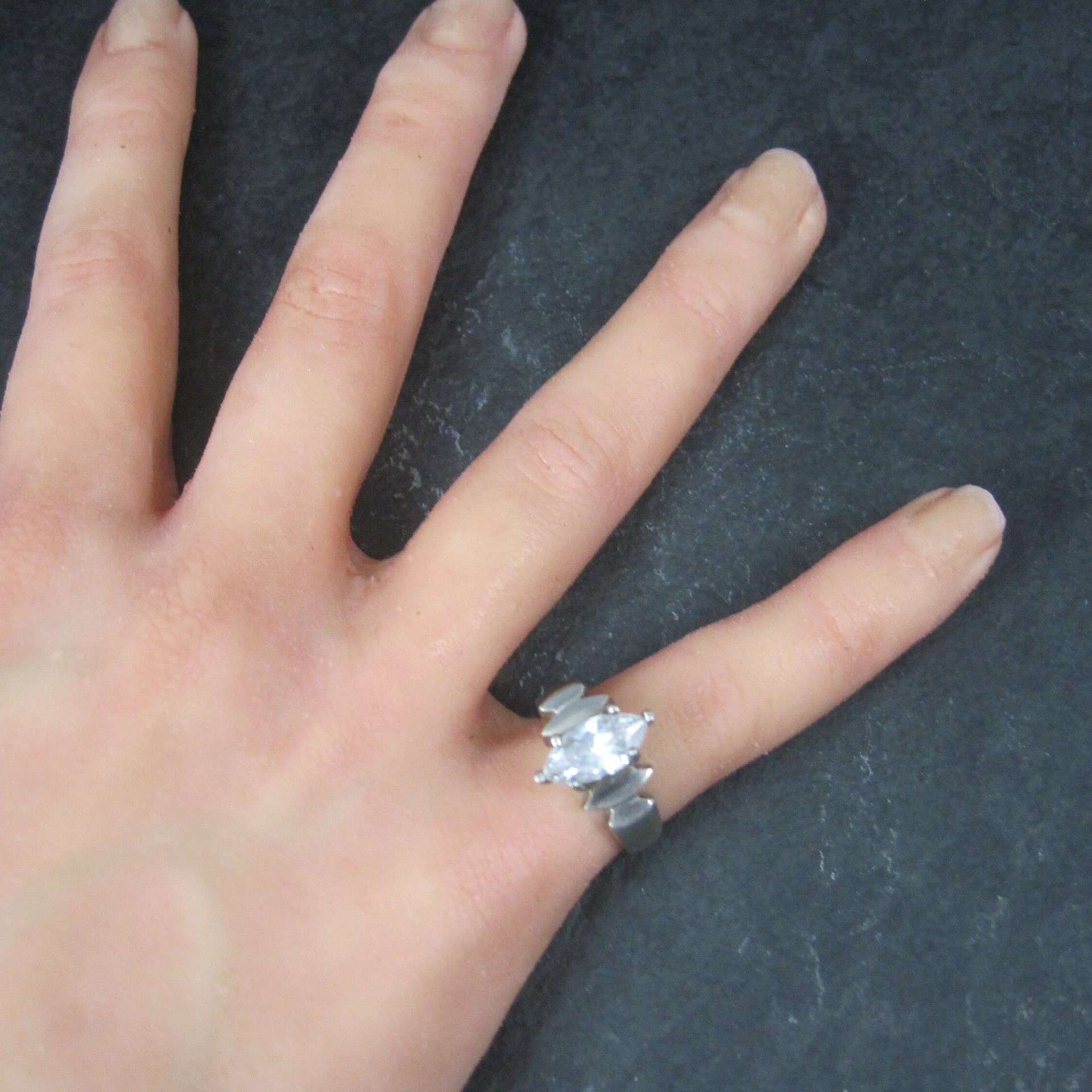 Sterling Marquise Cz Ring Size 7