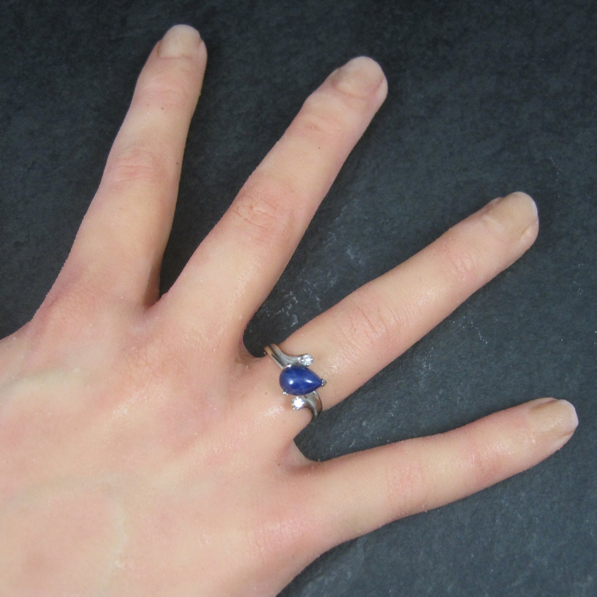 Vintage 14K Star Sapphire Diamond Ring Size 6.5