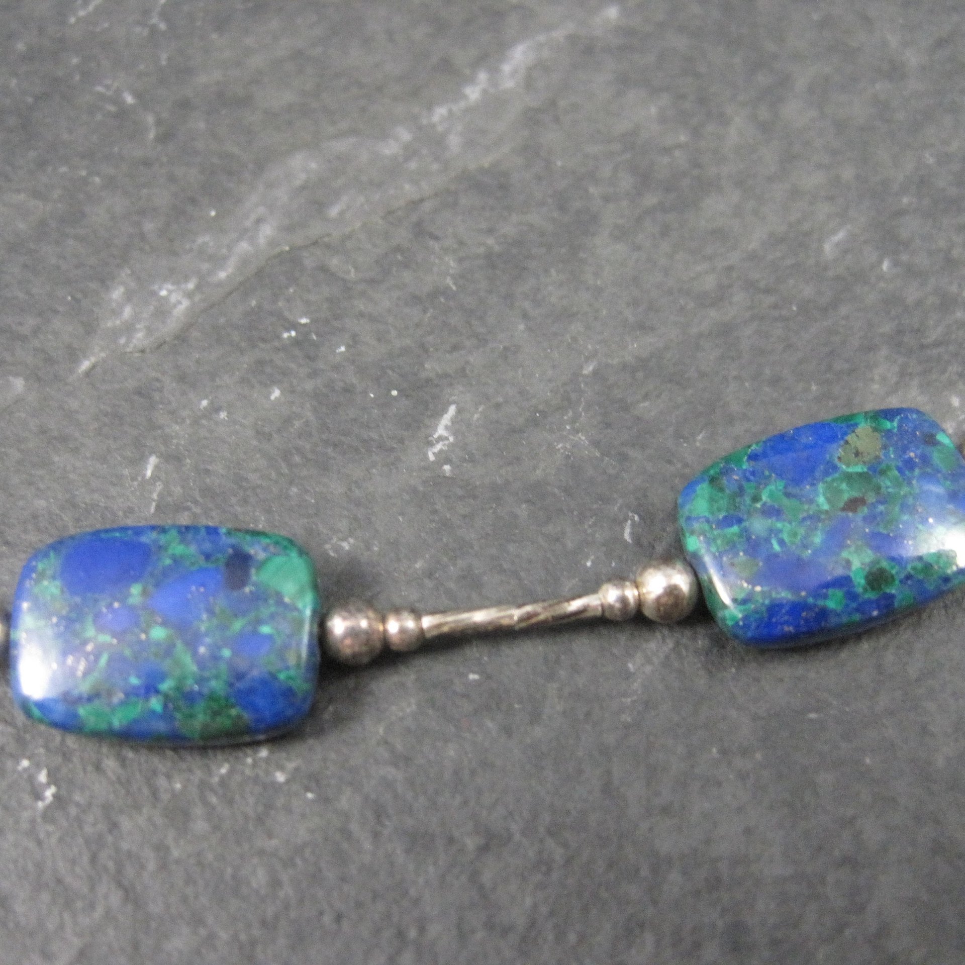 Vintage Sterling Southwestern Azurite Necklace 16 Inches