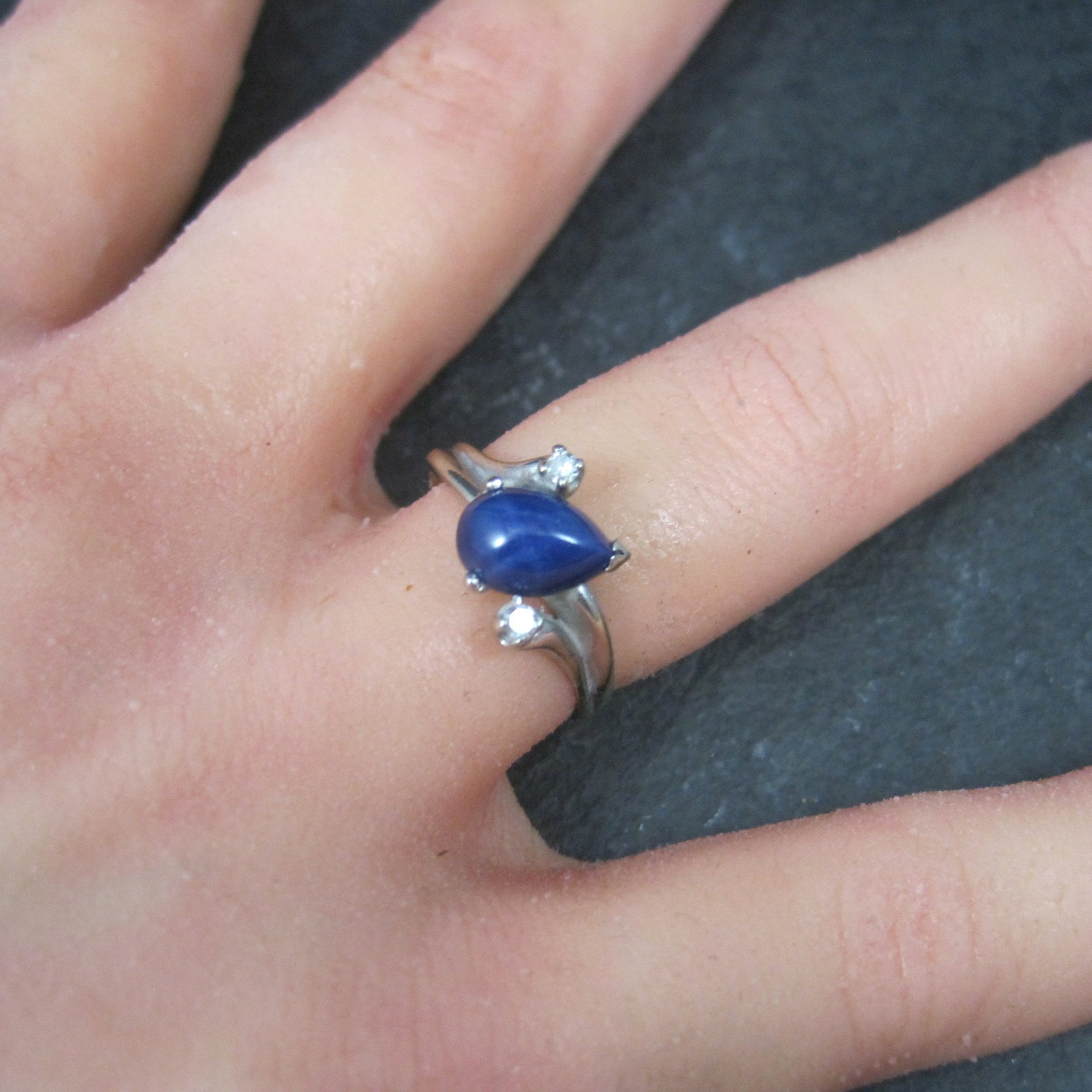 Vintage 14K Star Sapphire Diamond Ring Size 6.5