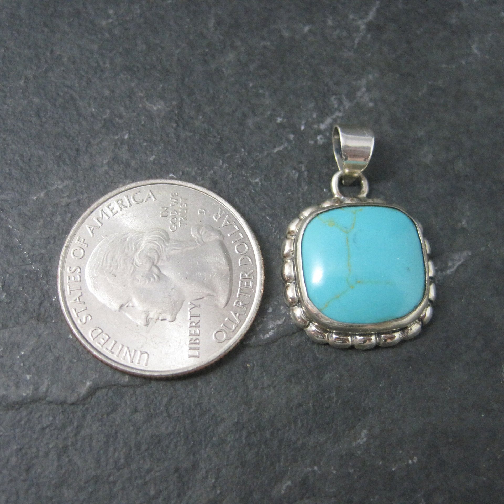 Estate Sterling Faux Turquoise Pendant