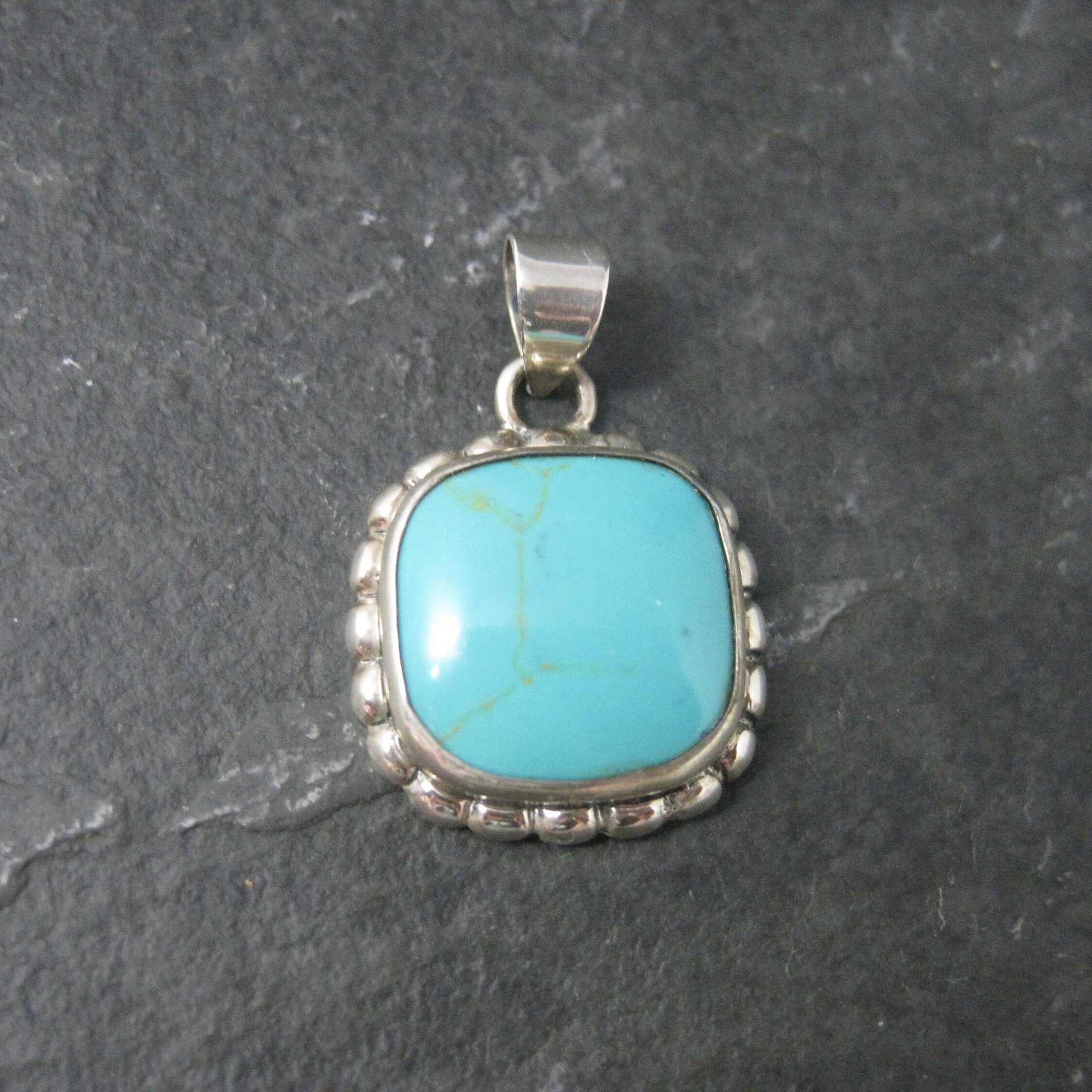 Estate Sterling Faux Turquoise Pendant