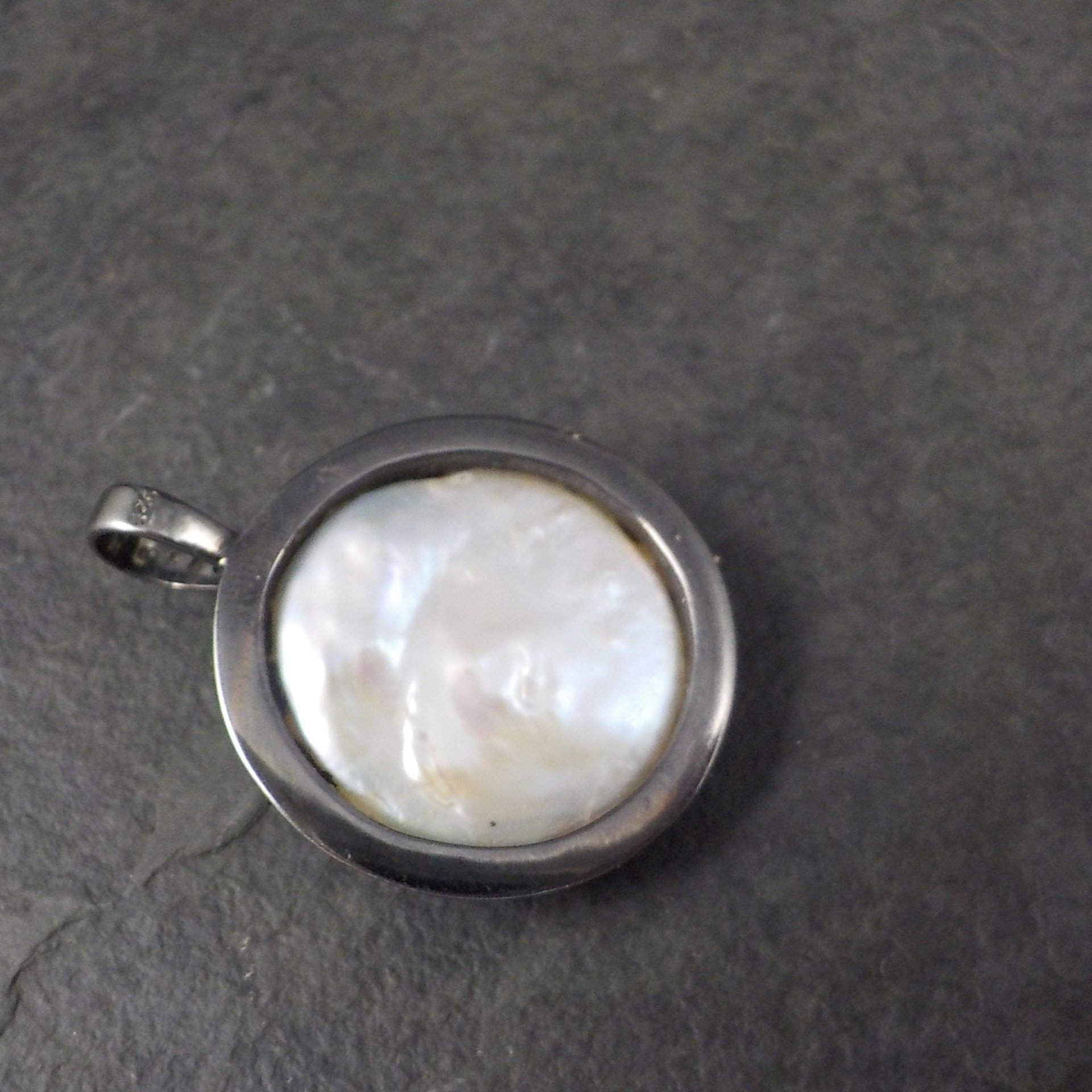 Vintage Sterling Diamond Baroque Mabe Pearl Pendant