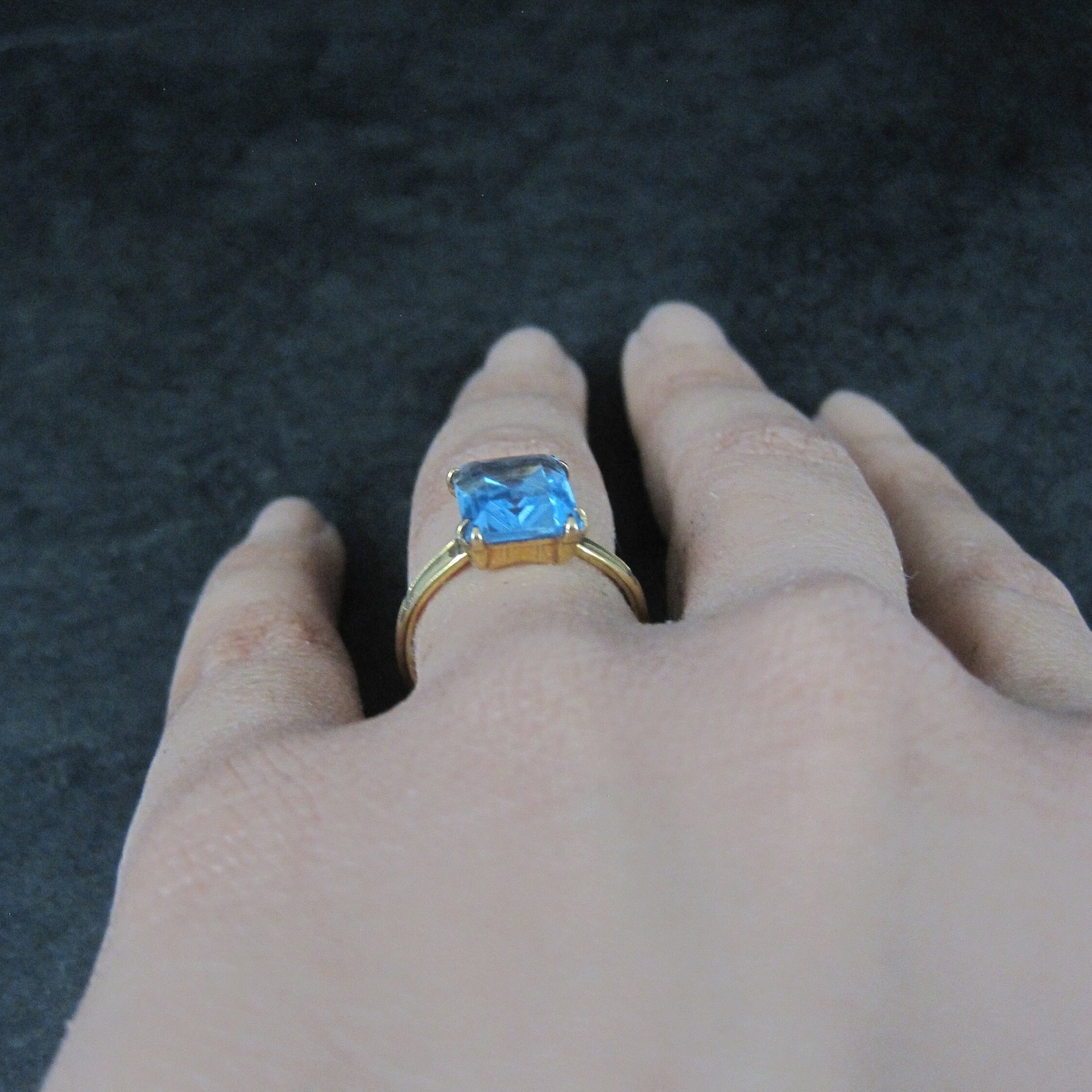Antique Gold Filled Blue Glass Ring Sizes 5.75 & 6 Available New Old Stock