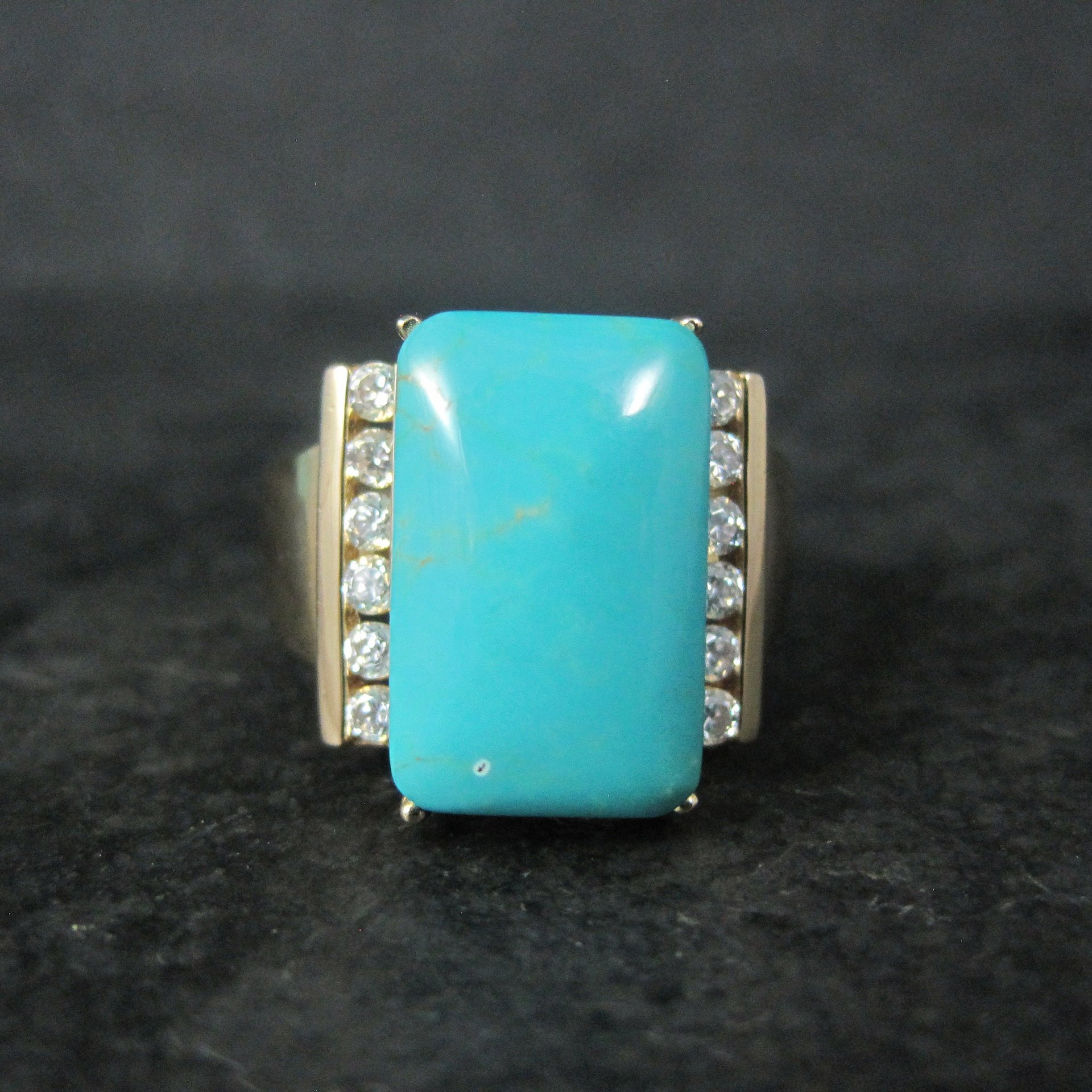 Estate Vermeil Sterling Turquoise Ring Size 8