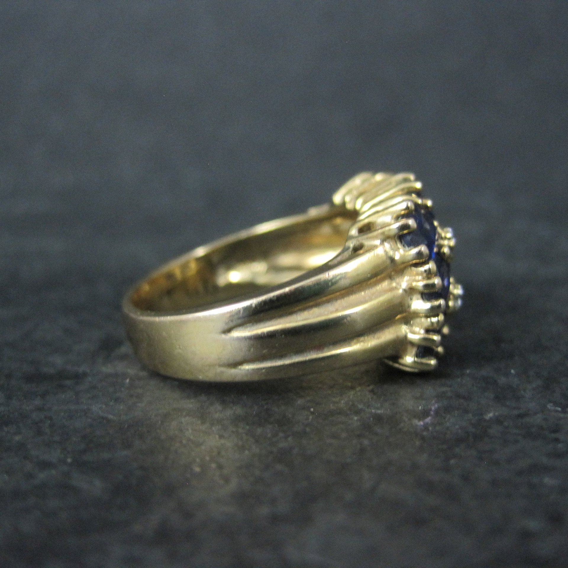 Vintage Vermeil Sterling Sapphire Diamond Ring Size 8