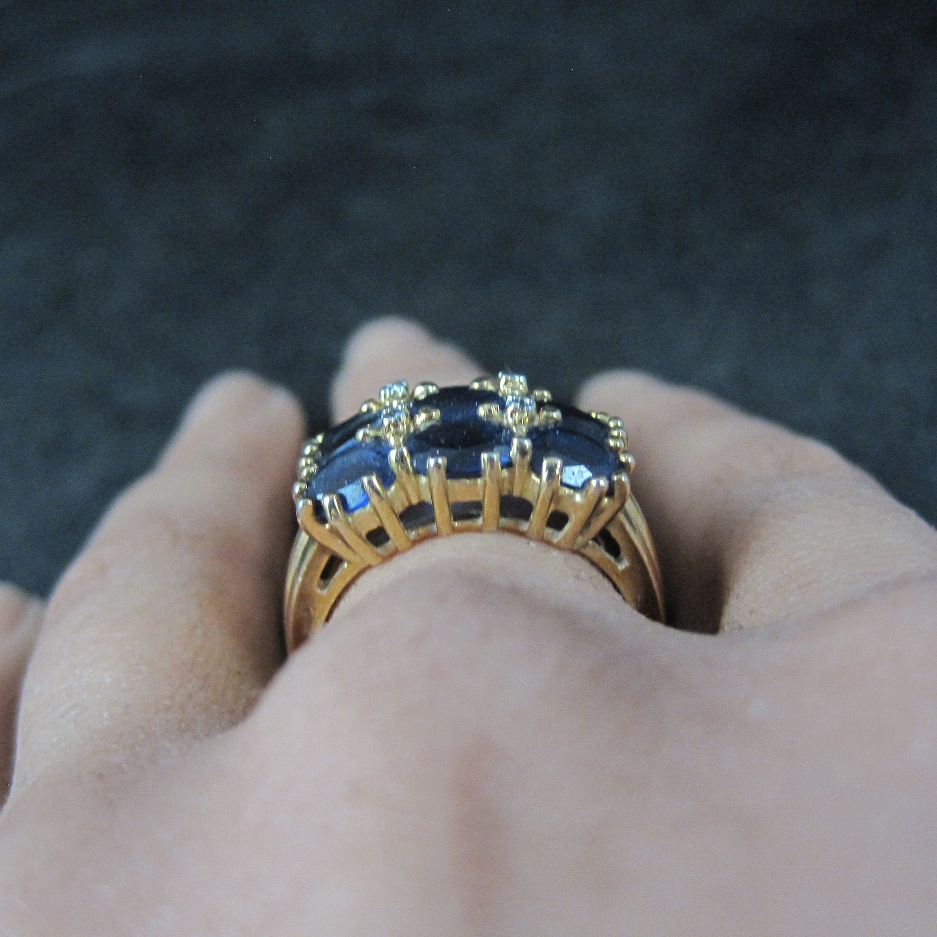 Vintage Vermeil Sterling Sapphire Diamond Ring Size 8